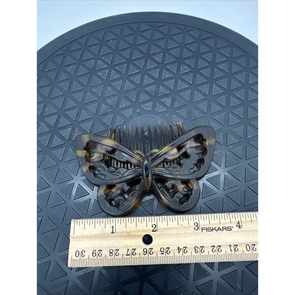 Vintage 80's GOODY Faux Tortoiseshell Celluloid Plastic Butterfly Hair Comb - Picture 2 of 4